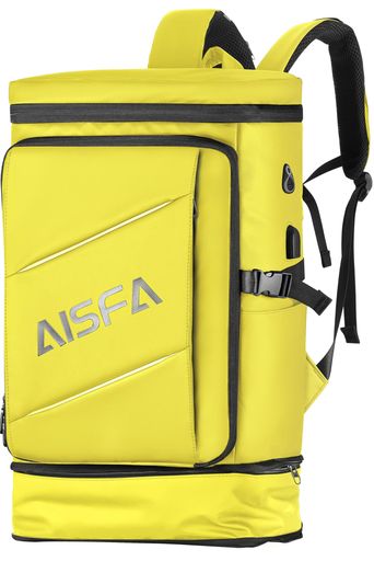 [AISFA]リュックメンズリュックサックスクエア山登バックパック30L防水15.6インチPCビジネスラップトップバックUSB充電ポート付きアウトドア山登旅行(イエロー)