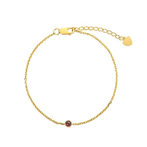 FANCIMEK18ゴールドブレスレット天然ガーネットレディース1月誕生石18金ラッピング付き母の日クリスマス誕生日記念日プレゼントギフト(1月:ガーネット)