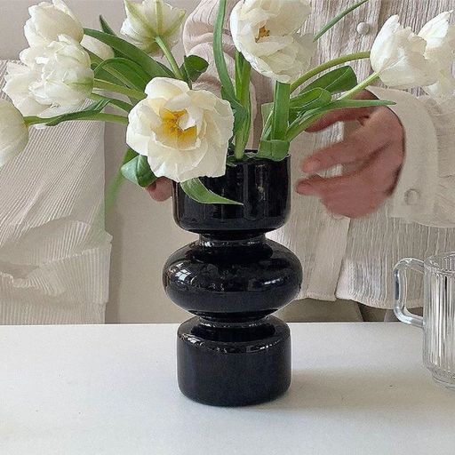 GULAYI花瓶一輪挿しガラスフラワーベース花器ガラス花瓶おしゃれ北欧透明ガラスベースガラスボトルアレンジインテリア雑貨インテリア飾り(ブラック-19CM) GULAYI花瓶一輪挿しガラスフラワーベース花器ガラス花瓶おしゃれ北欧透明ガラスベースガラスボトルアレンジインテリア雑貨インテリア飾り(ブラック-19CM)