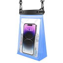 Guzack防水ケーススマホ防水ケース携帯大型防水スマホケース大容量TPUスマホIPX8防水認定指紋・タッチ操作・FaceID認証対応お風呂用左右二重ロック保護完全密封新版ネック・肩ストラップ…