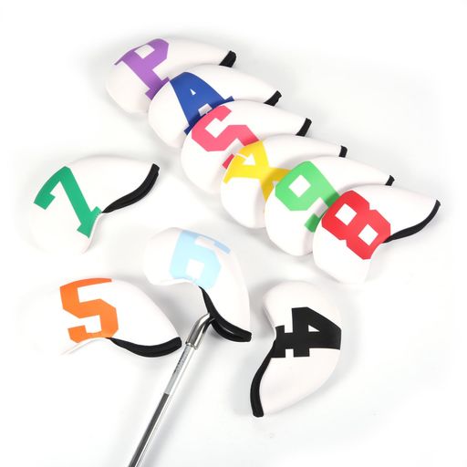 ゴルフアイアンカバーゴルフアイアン用ヘッドカバーヘッドカバーアイアン用10枚セット番手付きウェッジヘッドカバーアイアンのヘッドを傷やダメージから保護する目立つ区...