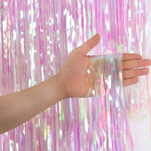 「2個セット」Augsionタッセルカーテンキラキラ半透明フリンジカーテン背景華やかな金属感光沢誕生日飾..
