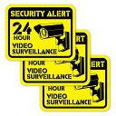 SignStoreいろいろな場所にマッチするアメリカン風デザイン防犯カメラステッカー【3枚セット】6cmx7.5cmおしゃれオリジナルシールかわいい標識看板ラベル屋外イラスト防犯カメラ作動中日…