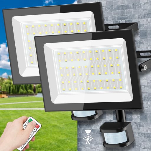 KIWENセンサーライト投光器LEDセンサーライト超爆光100v80W昼光色6500K10000LM120°広角照明10階段調光可能感知式人感センサーライト屋外コンセントIP66防水防塵機能屋外用led投光器