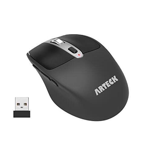 Arteck2.4GワイヤレスマウスUSBレシバー人間工学に基づいた設計静音クリックサイドボタン搭載マウスコンピューター、デスクトップ、PC、ラップトップ、Windows11/10/8/7との交換性あり