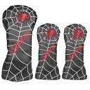 ゴルフヘッドカバー ドライバー用カバー ウッド FW用カバー ユーティリティUT用カバー 変換ダグ付き SPIDERS スパイダー 単品/3点セット 黒 (3点...