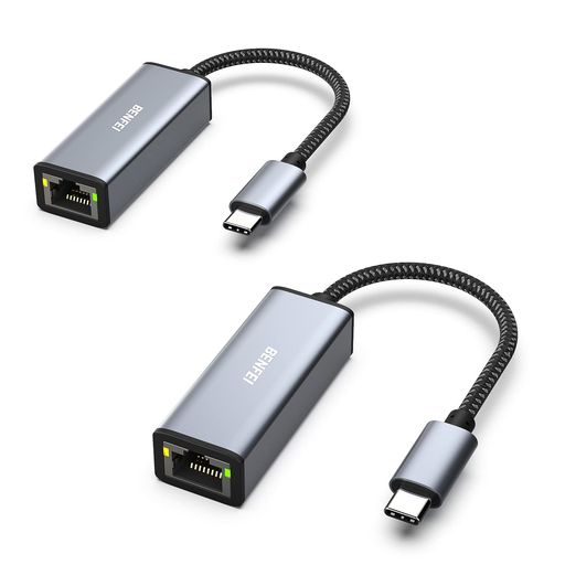 BENFEI2個有線LANアダプタUSB-C-イーサネットアダプター、USBType-C(Thunderbolt3/4)-10/100/1000Mbps高速RJ45ギガビットイーサネットLANネットワークアダプター
