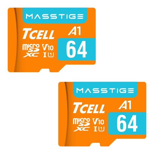 TCELLMASSTIGE64GB2個セット台湾製MICROSDXCメモリカードアダプター付き-A1、USH-IU3、V30、4K、マイクロSDカード、読み込み最大100MB/秒、フルHDと4KUHD