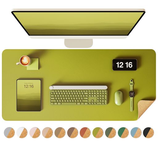 【PVCレザー&amp;コルク素材】コルク素材表面はレザー二より、弾力性があり、水をほとんど通さない、そして保温性に優れています。裏面にはコルクを採用しており、手触り心地良くて森の感じが溢れ、自然の雰囲気に包まれる。優しい木調でお部屋のオシャレ感が倍増! 【耐水性表面と引っかき抵抗性】緑色の環境に優しい製品です。防水性と耐久性に優れた、防火耐熱、保温、弾性ダンパー、滑り止め、防音、耐酸アルカリ。傷、汚れ、水撒き、発熱、擦り傷からガラス/木質のデスクトップを保護します。通常のデスクプロテクターよりも耐久性があります。オフィスと家庭の両方に最適です。 【両面使用可能】両側は同じ素材、異なるテクスチャ、ご自分の機嫌及び使用環境に応じて交替で使えます。ストラップが付いているので、収納しやすくなります。 【大型デスクマット】多機能パッドは、ラップトップ、マウス、キーボードを収容するのに十分な大きさです。快適で滑らかな表面には、マウスパッドと手書きパッドを使用できます。その滑り止め素材は、日常使用中の安定性も追加します。