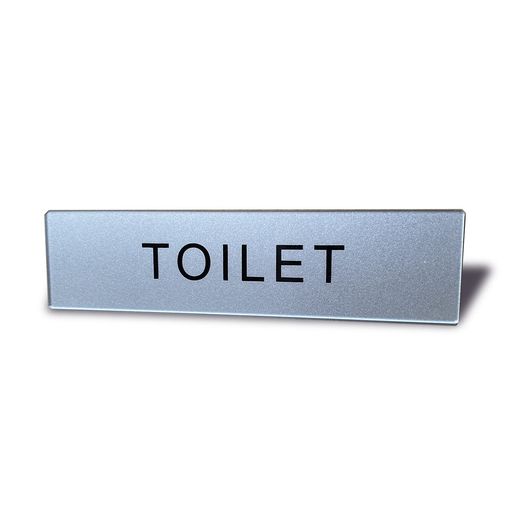 SeagronトイレマークTOILETサインプレートおしゃれ両面テープ付きシルバー色2mmアクリル製14x3.5cm(1枚..