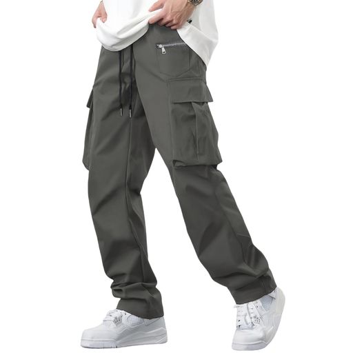 [HERLNY]カーゴパンツメンズワークパンツゆったり大きいサイズ無地多ポケットハイキングカジュアルアウ..