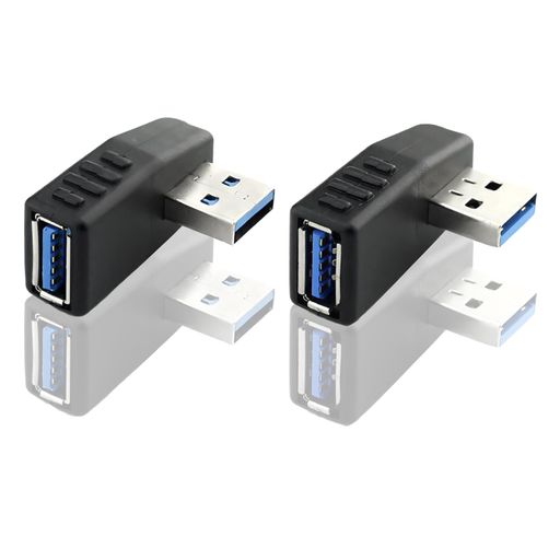 サムコスUSB3.0アダプタL型90度直角方向変換アダプターオスxメス高速5GbpsTypeA(タイプaオス〜タイプaメス)変換アダプタ(2個セット右向き/左向...