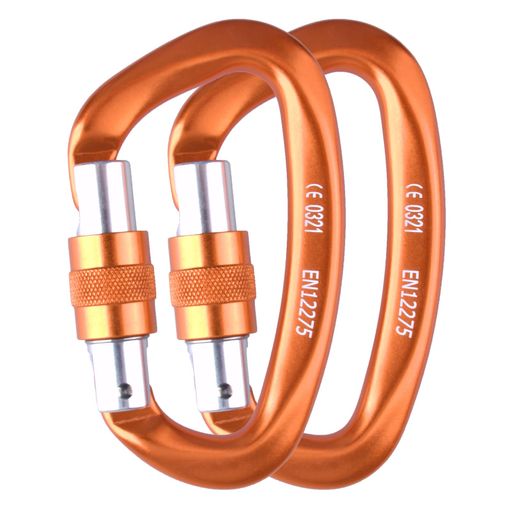 TRIWONDERロックカラビナ12kN(1200kg)登山釦超軽量アルミカラビナロッキンカラビナハンモックキャンプ用セルフロックバックパックフック脱落防止(オレンジ-4個)