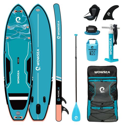 優れた耐久性、安定したWOWSEA B2 空気入りガスケット:正確なSUPプレート、美しい性能設計を有し、1平方メートル当たりのトレース密度11200および軍事レベルのPVCレール、323cm長さx 82.5cm幅x 15cm厚び、完全に膨張したときに15 PSIまでの追加の安定性を提供することができる。 グラスファイバーパドル+ボルトロックフィンシステム:安価で耐久性のある標準パドルは、パドルを愛して楽しむことを目的としています。あなたの携帯用バッグに簡単に入れるために、3つの別個の部分に分かれています。あなたのひれをスクリューボックスのデザインに合わせます。 全アクセル、単室、二重作用手動ポンプ:使いやすい63.5cmインチ二重作用単室手動ポンプには、集積圧力計(修理キットに追加の圧力計が付いている)が搭載されており、パドル板を迅速に膨張させることができる。提示:ダイアルの移動速度は7 PSIを下回ってはならない。