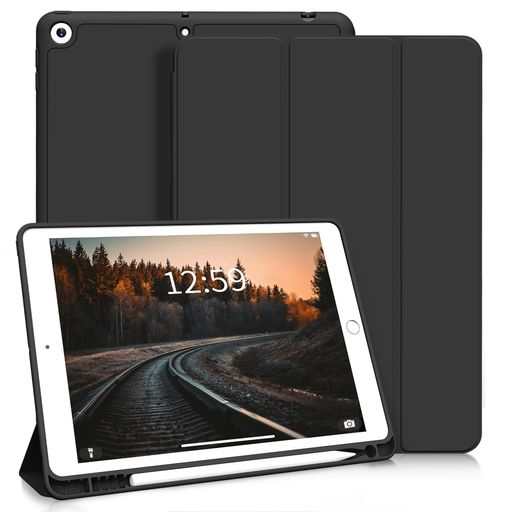 SQBEBSiPad9.7インチ第6世代/第5世代ケース(2018/2017)ペンシルホルダー付きオートスリープ/スリープ解除スリム耐衝撃三つ折りスタンドケースソフトTPUバックカバーA1822A1823A1893