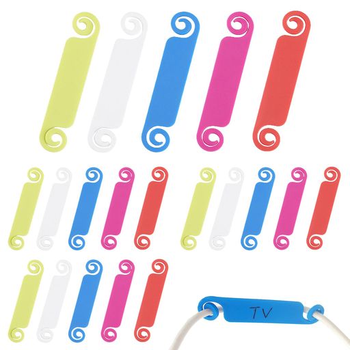 サムコスケーブルタグ5色20個セットネームタグラベル配線識別電線整理収納目印カラフル各種コンセント..