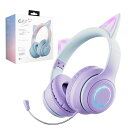 WANCHIY猫耳ヘッドホンオーバーイヤーゲーミングヘッドセットbluetooth5.1マイク付きワイヤレス有線/無線両用LEDライト伸縮式折りたたみ式HiFi通話対応iPhone/iPad/Android/PC
