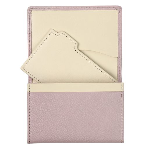 [モノボックス]牛本革名刺入れ植物タンニンなめし仕切り付名刺スリット付バイカラーnamecaseピンクxアイボリー
