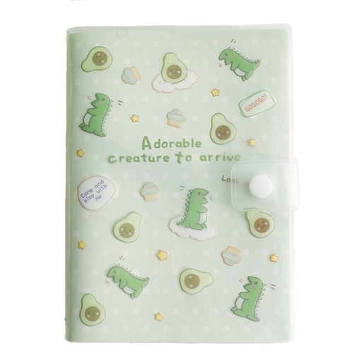 かわいいスナップボタンEVAカバー36kA6ノート可愛いバックルノート学生手帳ノートねこドラゴン恐竜カバー筆記用具鉛筆文房具女の子新学期入学祝いギフトプレゼント(アボカドとドラゴン)