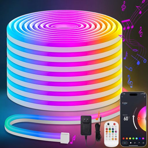 楽天ベストプライスオンラインストアLamomoLEDテープライトRGB20M調光調色チューブ管間接照明IP65防水高輝度切断可能ネオンライトBluetoothapp&リモコン制御音楽同期テープパーティーDIYに店舗/看板/ゲーム室/天井/棚下/ホーム/装飾用