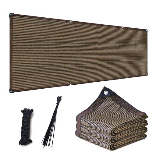 堅塁金物ベランダ目隠し0.9M*1.8M遮光ネットコーヒー色プライバシー保護日除けシェード厚みを増したバルコニーマンションUVカットシェード50CMごとに1つのロープ穴