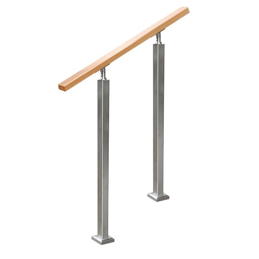 YHEYSMUX60cm角型階段手すり銀四角い無垢材の手摺りDIY304ステンレス鋼角度調整可能屋内屋外用玄関高齢者用サポート取り付けも簡単