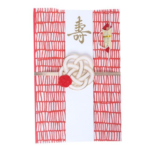 巾着袋に変わるご祝儀袋結婚御祝用コットン(格子(赤))