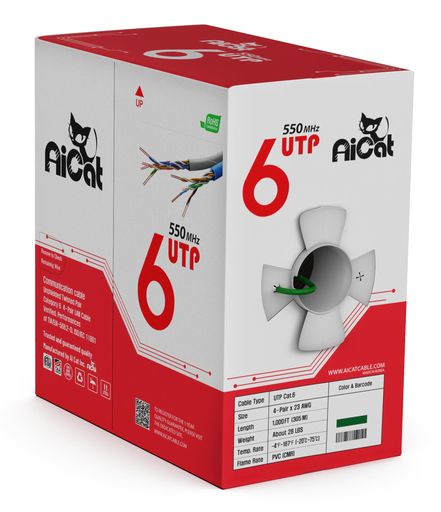 AiCat(エーアイキャット)Cat6(カテゴリ6)イーサネットケーブル300m(緑)-23AWG、CMR、ノイズ低減クロス..