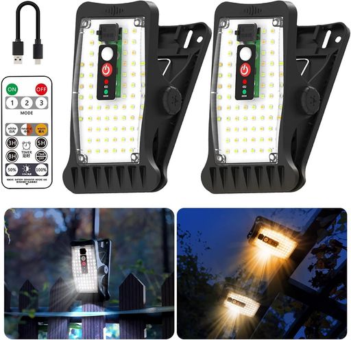 CHAMCHOIソーラーライト屋外センサーライト屋外人感防水ソーラークリップ式70LED3つ知能モード3色切替..