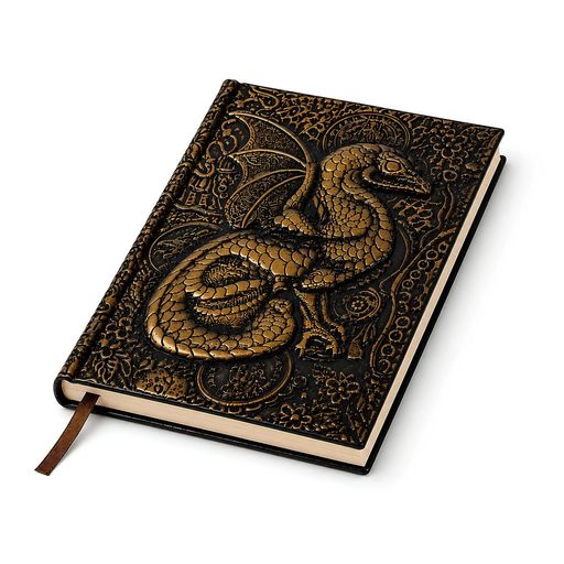 [セドナの魔法] ワイバーン 魔導書風ノート A5 3Dエンボス加工(赤銅) ハードカバー...