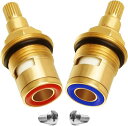 Bestgle1ペア真鍮セラミックバルブセラミック水栓専用の交換用カートリッジ取付簡単水栓補修部品1/2インチクォーター上部蛇口バルブキッチンバスルームシャワータップ用