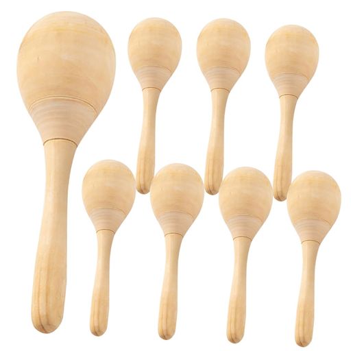 Maracas - Toyvian木製マラカス8個セットDiyお絵描き未完成手作りパーカッション楽器12cmコンパクトマラカスサンドハンマーひょうたんしている