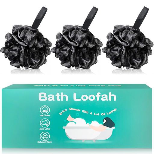 AMAZERBSTLOOFAHSHOWERPUFFFORWOMENANDMENSOFTBODYSCRUBBERBATHSPONGESETOF...