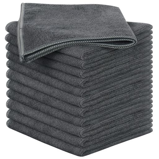 SINLANDマイクロファイバークリーニングクロス業務用タオルキッチン掃除洗車吸水速乾クロス12枚入グレー