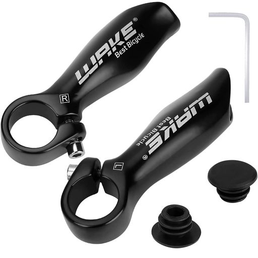 【商品詳細】製品全長:110mm,ハンドル長さ:85mm,適用直径:22.2mm,重量:約146g/1ペア。カラー:ブラック。 【高品質】高品質アルミ合金。良い手触りと質感、軽くて頑丈で、自転車への負担を軽減することができます。を刺激したり、太陽の下で柔らかくなったりしません。 【取り付け簡単】工具を使用せずに自転車のハンドルバーに簡単にインストールできます。ハンドル取り付け部のボルトが前方になるため、シフターとの干渉を気にしないで取付出来ます。 【休憩用・疲労緩和】人間工学に基づいた自転車のグリップ設計により、乗り心地が向上します。長時間のサイクリングで乗車ポジションを変える事で疲労を減らすことができます。 【完璧なデザイン】自転車補助ハンドルバーは、自転車をよりよくコントロールするのに役立ち、あると色々な体勢にできます。細工が精巧で、外観がスタリッシュで使いやすく。実用的なツールです。