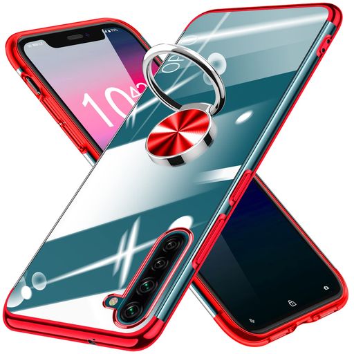 乐天商城 - OPPOReno3Aケースクリアリング付き耐衝撃TPUバンパーメッキ加工Reno3a専用保護カバー透明軽量薄型指紋防止車載ホルダーオッポリノ3aカバー赤MD-DDZH-05-02