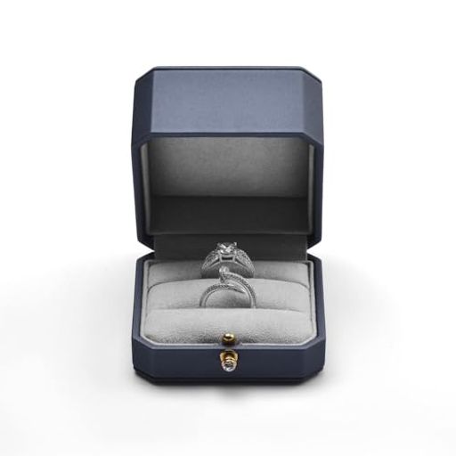 Oirlv指輪ケース2個婚約指輪ケースPUレザー持ち運び高級おしゃれ結婚式記念日ジュエリー保管などに適当適格請求書に対応H07602(ネイビー)