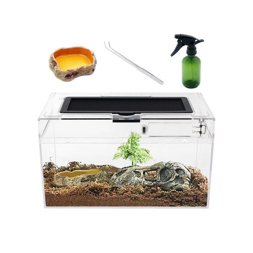 Reptile Growth 爬虫類 ケージ 透明 爬虫類ケージ 飼育容器 小動物用 カメ亀 タンク 両生類用飼育ケース 飼育ボックス 30*18*15cm, カメ、クモ、カエル、ゲッコ、カマキリ、ヘビ、サソリ、庵ク…