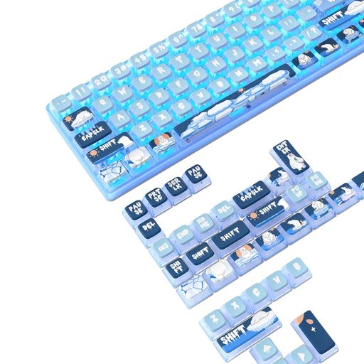ゲーミングキーキャップキートップPBT半透明昇華印刷熱昇華120キーシロクマフルキー対応ASAプロファイル61/64/68/75/78/84/87/96/98/100/104/108キーボードに適用CHERRY