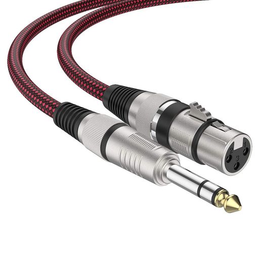 XLRメスから1/4インチTRSケーブル2M2本、UGOMIナイロン網マイクケーブルバランス6.35mm(1/4インチ)TRStoXLRケーブル