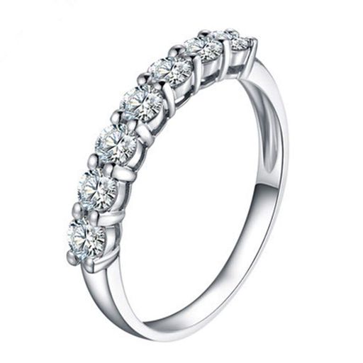 [THREEMAN]0.7カラット7ダイヤモンドリングスターリングシルバー;女性のための結婚指輪ホワイトゴールドメッキ記念リング