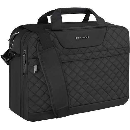 [EMPSIGN]17.3インチノートパソコンバッグ大容量拡張可能トラベルブリーフケース男女兼用ビジネスオフ..