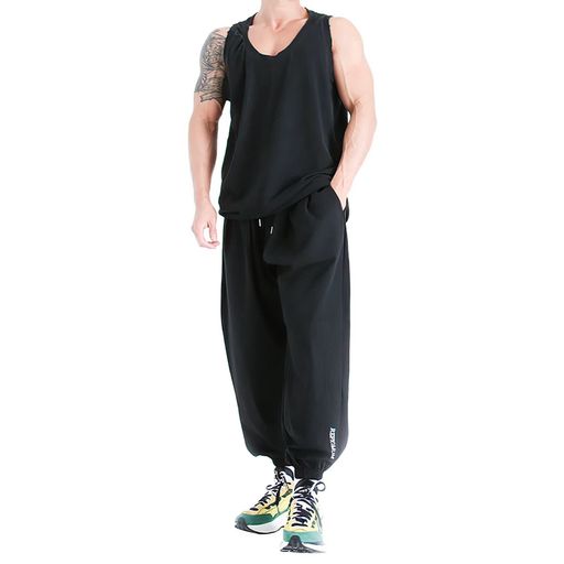 Jersey Pants - [OROLN]トレーニングパンツ大きいサイズメンズフィットネス筋トレジョガーパンツ速乾通気性ファッションジャージパンツ無地長ズボン(ブラック-XL)