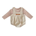 ベビー服サロペットデニム春秋服ボディスーツ男の子女の子カバーオール長袖Tシャツ2点セット赤ちゃん七五三バースデー贈り物ベージュ90cm