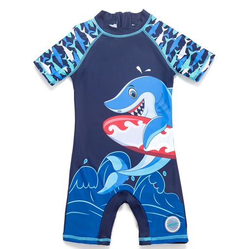 BONVERANO水着ラッシュガードワンピースUPF50+UVカット半袖ベビー男の子(Shark12-18Months)