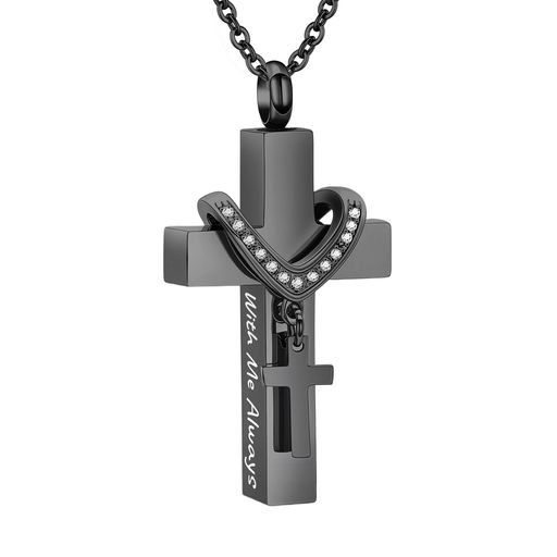 [InfuMemo]灰のペンダントのための火葬ジュエリー-クロス骨壷ネックレスミニ記念骨壷メモリアル灰ジュ..