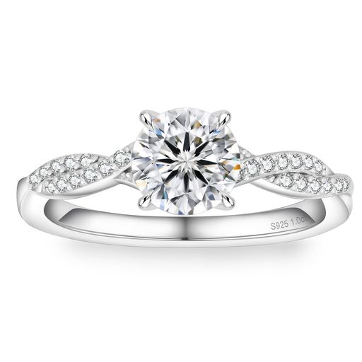 [KRKC]モアサナイトリング婚約指輪人工ダイヤモンドレディースファッションリング1.0カラットスターリ..