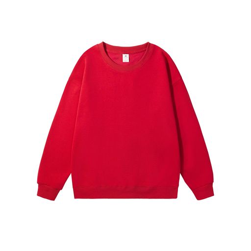 [STARZORA]スウェットトレーナーメンズ長袖クルーネックススウェットシャツトップスTシャツ大きいサイズ無地リラックスフィット秋服(レッド、M)