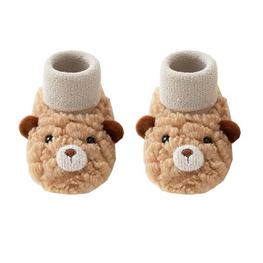 [Babykoi]ベビーシューズ女の子男の子靴下子供靴ソックス新生児1足ルームシューズキッズ用滑り止め付きセット12ブラウン13cm