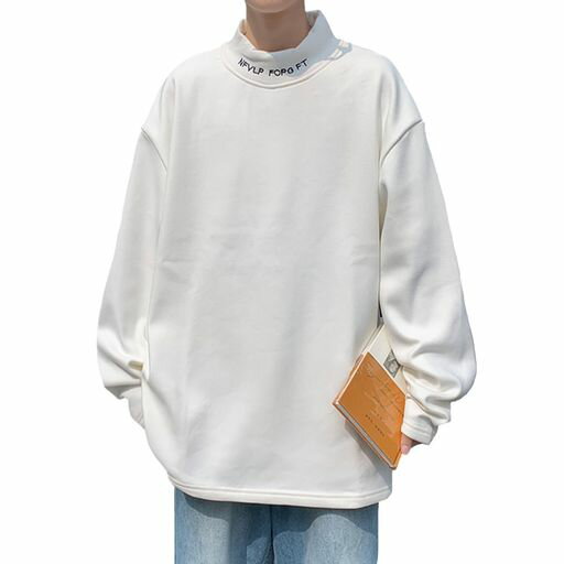 [Yeecan]トレーナーメンズパーカーTシャツロングTシャツメンズ長袖大きいサイズ丸首タートルネックゴルフウェアゆったりおしゃれカジュアルドロップショルダー軽い春服冬服秋服bai-L